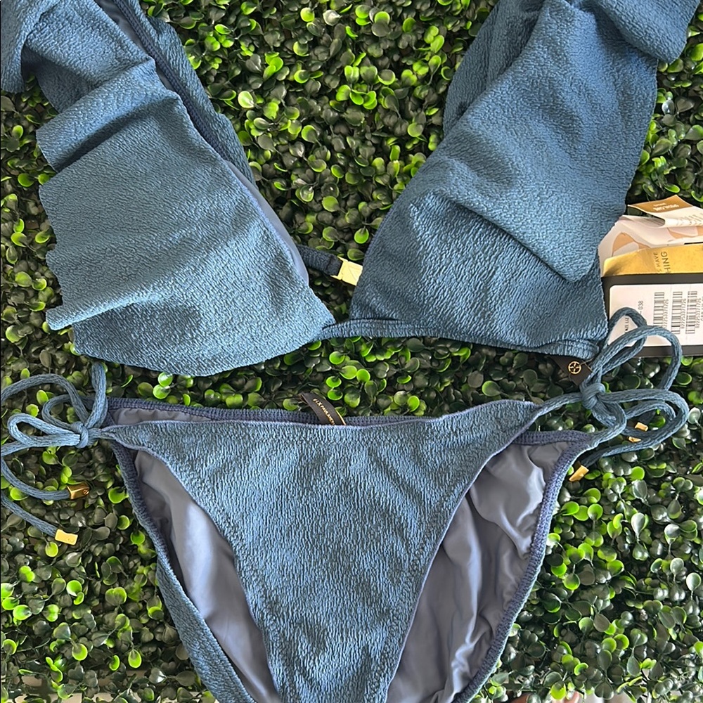 Elegant Blue Textured Bikini